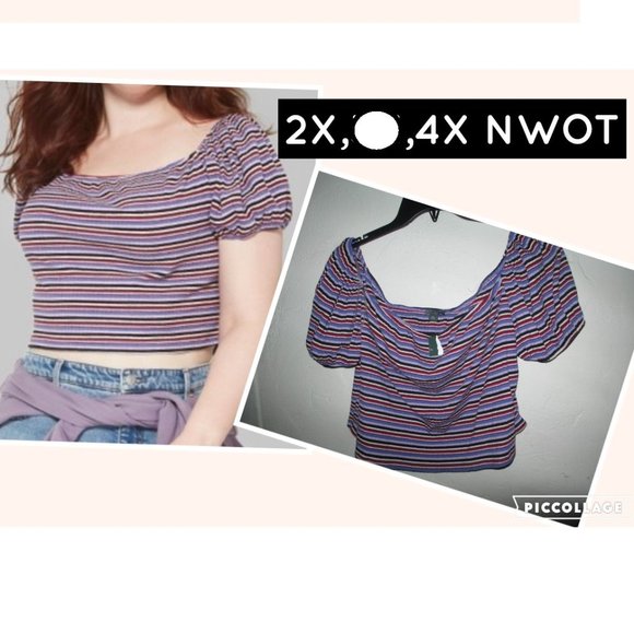 New 2X  Wild Fable Striped Crop Top cute From Target Shirt Juniors Fit - Picture 1 of 2